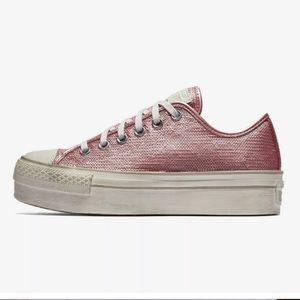 Converse All Star Pink Sequin Platform Sneakers